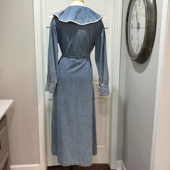 Mion Prive sz 40 (10) denim maxi dress with oversized collar - Picture 5 of 10